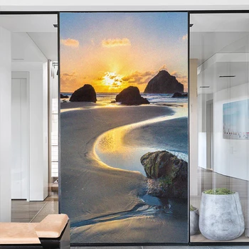 Фолио за прозорци, стикер с матирано стъкло, полагане на топлоизолация и слънцезащитен крем, декорация на плажа, Залепваща стикер за дома