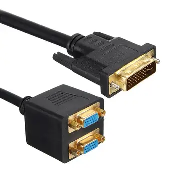 Златен конектор DVI-+ 5 контакти за двойно видеоадаптеру VGA, сплитер на дисплея на монитора