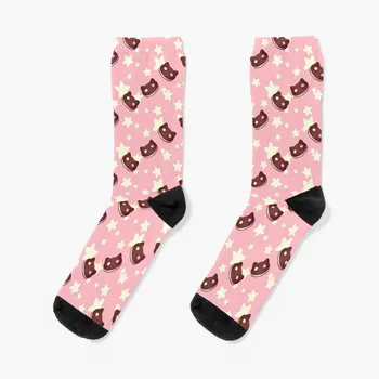 Чорапи Cookie Cat Чорапи памучни дизайнерски чорапи, ярки чорапи с колани Мъжки чорапи дамски