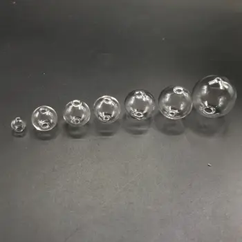 50шт 6-30 мм мини крушка Стъклен балон балон кръгла топка с две дупки Сам кухи стъклени топки флакон окачване стъклена бутилка с желания