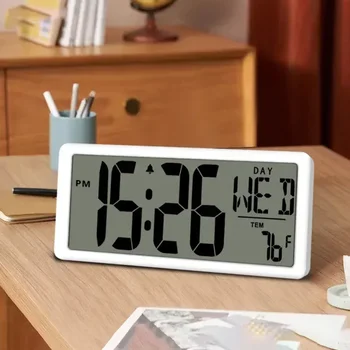 Прости електронни настолни часовници Nordic LCD Digital Alarm Clock, захранван с батерии, стенни часовници и за декорация на работния плот в домашния офис