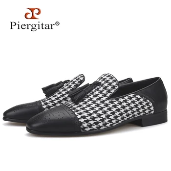 Piergitar/ маркова новост; дизайнерски мъжки обувки с пискюли под формата на хаундстута; мъжки лоферы ръчен труд за партита и абитуриентски бал; мъжки чехли за пушачи