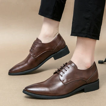 Мъжки класически обувки, мъжки модельная Бизнес офис обувки, мъжки вечерни Сватбени oxfords, Размери 38-46