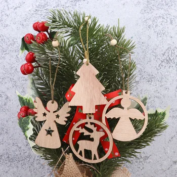 24шт Коледни дървени орнаменти, Недовършена парче дърво, дървени подаръчни етикети, украса за Коледната елха, изрезки, парчета