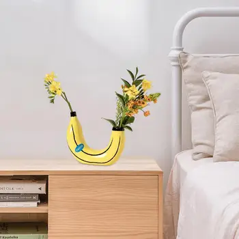 Уникален Лесно моющийся Банан саксия е Ярко жълт цвят, добавляющий забавно хола, ТВ маса, Фруктовому декорация саксия