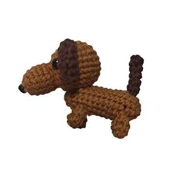 1бр Сладък мини кученце ръчно изработени плетива на една кука, прежда, кукла, за декорация за кучета, направи си САМ, детски подарък, декорация на дома, работния плот