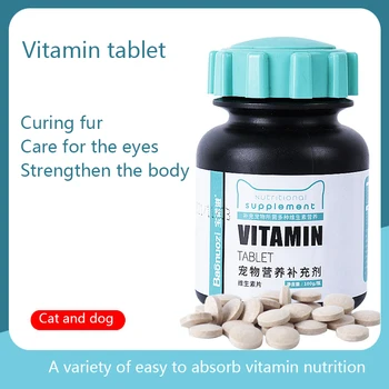 Мультивитаминные хапчета за домашни котки 150 таблетки Универсална хранителна добавка, Витамин В и Витамин е за кучета и котки