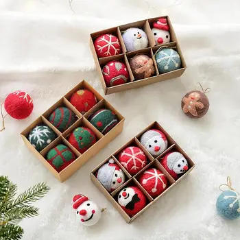 Коледна топка от вълна, филц, Подвесная окачване, Подарък кутия, Снежинка, Човечето човече, за украса на Коледната елха, за дома, коледа, Коледни декорации