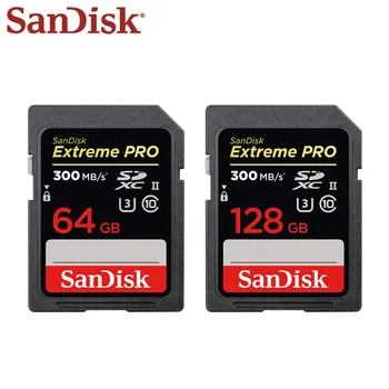 100% Оригинална Карта Памет Sandisk Extreme Pro SD Карти 64 GB 128 GB Скорост на четене До 300 MB/s SD карта клас 10 UHS-II U3 За Камерата