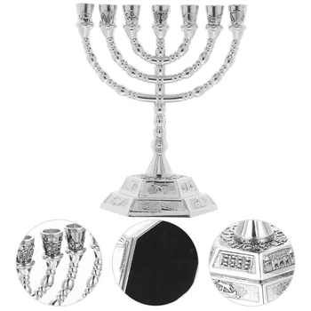 Ретро метален Религиозен Канделябр с 7 клони, Поставка за свещи, в Храма светилник, Декорация на свещник, за Украса на работния плот