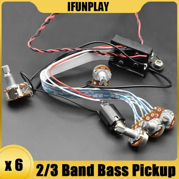 6 Комплекта 2/3-полосного активната мембрана за бас-китара, бас звукосниматель със системата дръжки на силата на звука за тон на партията за бас-китара
