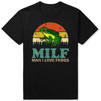 MILF Man I Love жаби и стотици Забавен Надпис Frog Влюбените Реколта Забавна Тениска Унисекс Мъжка Тениска С Къс ръкав Памучен Тениска