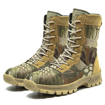 Модни мъжки обувки, улични армейските обувки от вкара на кожата, дишащи армейските обувки, големи размери, обувки за пустинята, Мъжки туристически обувки
