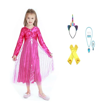 Сетчатое Коледна рокля на принцеса за момичета, Карнавальное Бебешка рокля с дълъг ръкав и пайети, Lce, подарък за Великден, за момиченца, дрехи за по-големите деца