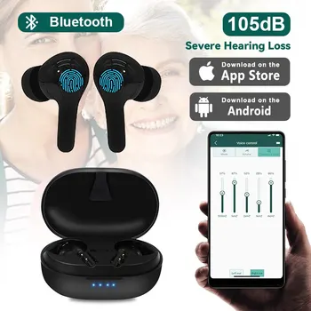 Акумулаторна слухови апарати Bluetooth Слухов апарат с управление чрез приложение Цифров усилвател на звука При загуба на слуха, средна и тежка степен на