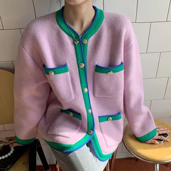 Вязаный жилетка с V-образно деколте, женски жилетка Есен-зима 2022, нов дизайн, нишевый дебел пуловер от висок клас