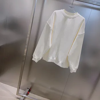 2023 нов дамски модерен секси случайни мек вълнен плат хлопчатобумажный пуловер с дълъг ръкав 0921