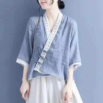 Модни Дамски Блузи 2022 Бельо Облекла Китайската Традиционна Облекло За Жени, Ретро Топ Женски Китайски Летен Костюм От Епохата На Тан