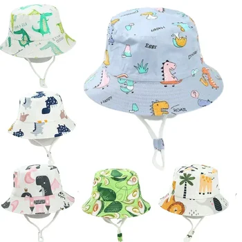 Нова лятна панама за малки момичета, мультяшная рибар шапка за момчета, детски солнцезащитная шапка, Градинска UV-панама за деца, Панамская шапка от слънцето