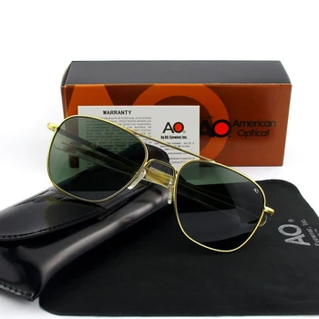 Слънчеви очила Pilot, мъжки обектив от закалено стъкло, висококачествени Маркови дизайнерски Слънчеви очила AO, мъжки Военни оптични очила американската армия QF559
