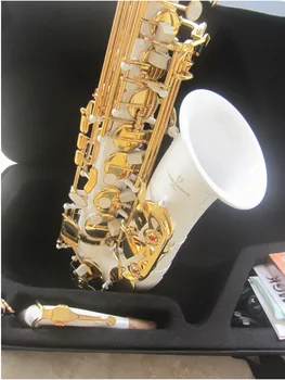 Нов професионален алт саксофон A-992 White, Супер Музикален инструмент, висококачествен Ми-бемол-саксофон с футляром