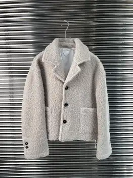2023 есенно-зимния ново палто от вълна от овце с ревера 1018