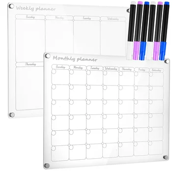 2 Бр Стираемая офис магнитна дъска за хладилник с Акрилни календар за Планиране на хладилника