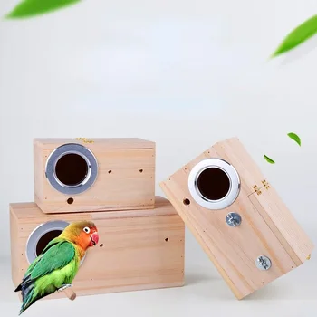 Дървена Кутия За Отглеждане на Папагали, Украса на Градината На Открито, Дървена Клетка За Папагали, Аксесоари За Големи, Средни и Малки Домашни Птици