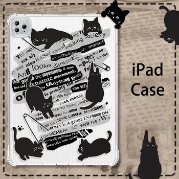 За iPad Air 4 5 10,9 3 10,5 2021 2022 2020 Pro 11 12,9 См Творчески Вестник Калъф Black Cat Case За iPad Mini 6 8,3 5 7,9 Обвивка