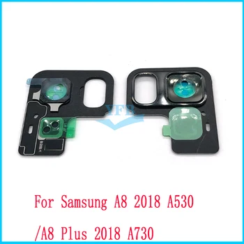 За Samsung Galaxy A8 Plus 2018 A530 A730 Стъкло на Обектива на Задната камера + Държач на Задната Рамка Със Стикер