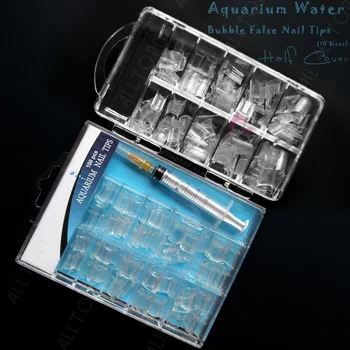 Накрайници за нокти с мехурчета чиста вода, аквариум уши за дизайн на ноктите с инжекционна
