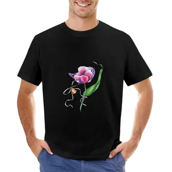 Тениска с изображение на лале и колокольчика, тениски с графичен дизайн, мъжка тениска с графичен дизайн