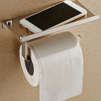 Държач за тоалетна хартия от неръждаема стомана 304, за телефон с рафт за баня