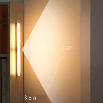 Лампа с датчик за движение, led безжичен нощна светлина, която се презарежда чрез USB, 25000 Ч, лампа за декор на кухненски шкаф, вътрешно осветление спални