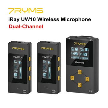 7ryms iRay UW10 Безжичен UHF Микрофон Система Двоен Петличный Предавател Приемник за DSLR Камери на Телефона Videoblog Видео