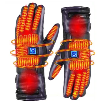 Мъжки ръкавици с електрически нагревател, 3 режима на отопление, мотоциклетни ръкавици с топъл, водоустойчива изкуствена кожа, зимни туристически ски ръкавици Задължително