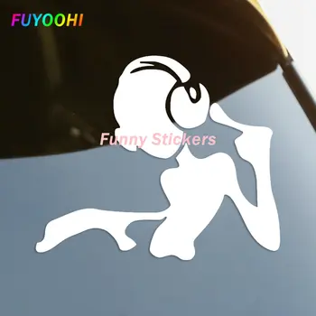 Етикети FUYOOHI Play, vinyl стикер, вырезанная под диджей в слушалките, автомобили стикер, Автодекоры на бронята на колата, етикети на задното стъкло