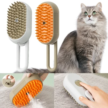 USB Акумулаторна четка за зъби за котки с електрически пистолет за вода, Масажна четка за кучета и котки за измиване, вържете за късокосмести домашни любимци