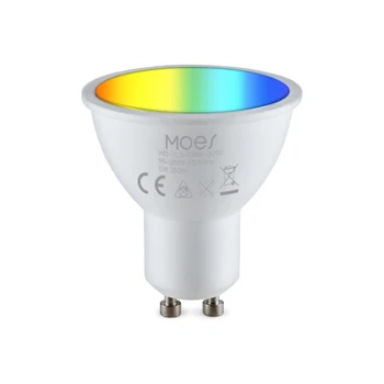 Светещи лампи Flux350lm Smart Gu10 Бяла на Цвят Rgbcw С Регулируема яркост Номинална Мощност 5 w. Лесен за инсталация, Работа С Алекса Home Alice