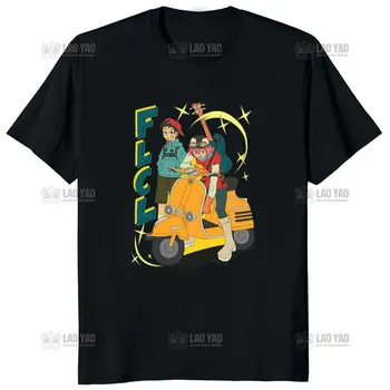 Японски Cosplay Аниме Haruko Харухара Наота Нандаба FLCL Женска Тениска Лято Harajuku Карикатура Ежедневни Мъжки Ризи С Къс Ръкав