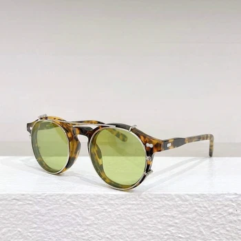 Луксозни Vintage Мода Тенденция на Обикновена Ацетатные Ретро Овални Слънчеви Очила на Клипсах Мъжки Дамски слънчеви Очила Нюанси MILTZEN 3A + Високо Качество