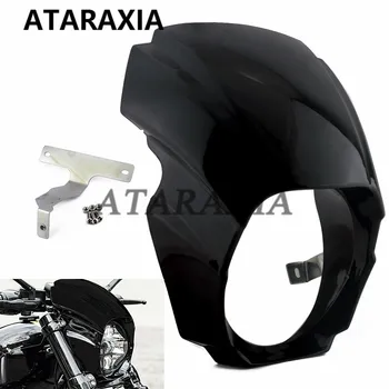 Капачка на предния обтекател фарове за мотоциклети, защитна маска за Softail на Harley Breakout 2018 2019 2020 2021, Лъскава черна ABS-пластмаса