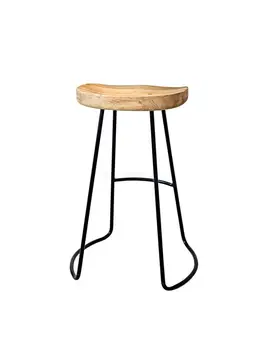 Бар стол с модерен минималистичен изкован дървена скандинавски висок стол, домашен стол бар модерен творчески кафе шезлонг