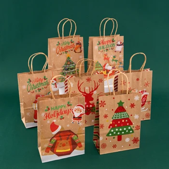 12шт Весела Коледа Изработка на Подаръчни Торбички, Ръчно изработени Нуга Снежинки Бисквити Шоколад Опаковка на Коледната Парти Детски Спомени