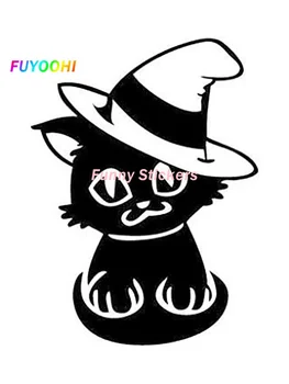 Етикети FUYOOHI Play Индивидуалност, Творчество Стикер за автомобил с котка в шапка Чудесна Vinyl стикер Стилен лаптоп с Windows Мотоциклети