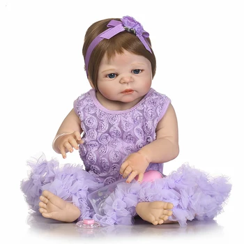 NPKCOLLECTION 57 см Изцяло Силиконова Кукла Reborn Baby Партньор Подарък за Момичета Baby Girl Alive Меки Играчки Букети Кукла Bebes Преродения