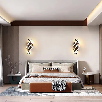 Led монтиран на стената лампа 18 W, лека нощ за спалня, заоблен дизайн, фон светлина за дневна, от 3000 До, изчистен модерен за спални, всекидневна