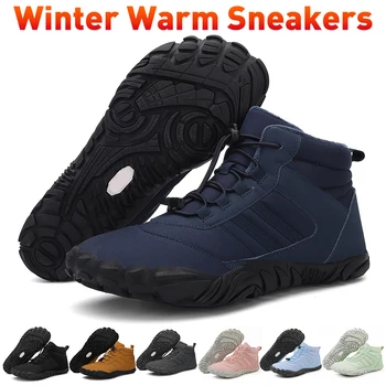Зимни топли мъжки маратонки за бягане, обувки за мъже и жени, Гумени обувки за босоножек, непромокаеми зимни обувки за туризъм на открито, катерене