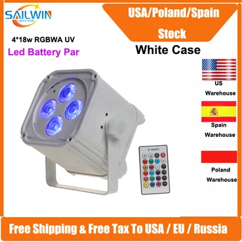 Заводска Ниска Цена Smartbat White 4X18W RGBWA UV 6in1 Wifi Безжична Батерия DMX 512 Контролер Дискотека Парти Сватба Led Par Light