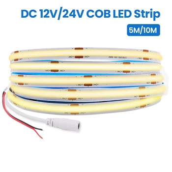 5M, 10M COB LED Strip Light 12V 24V High Density 320LEDs/m Гъвкава Затемняемая Led Лента Мека Лампа Bar 3000K 4000K 6000K